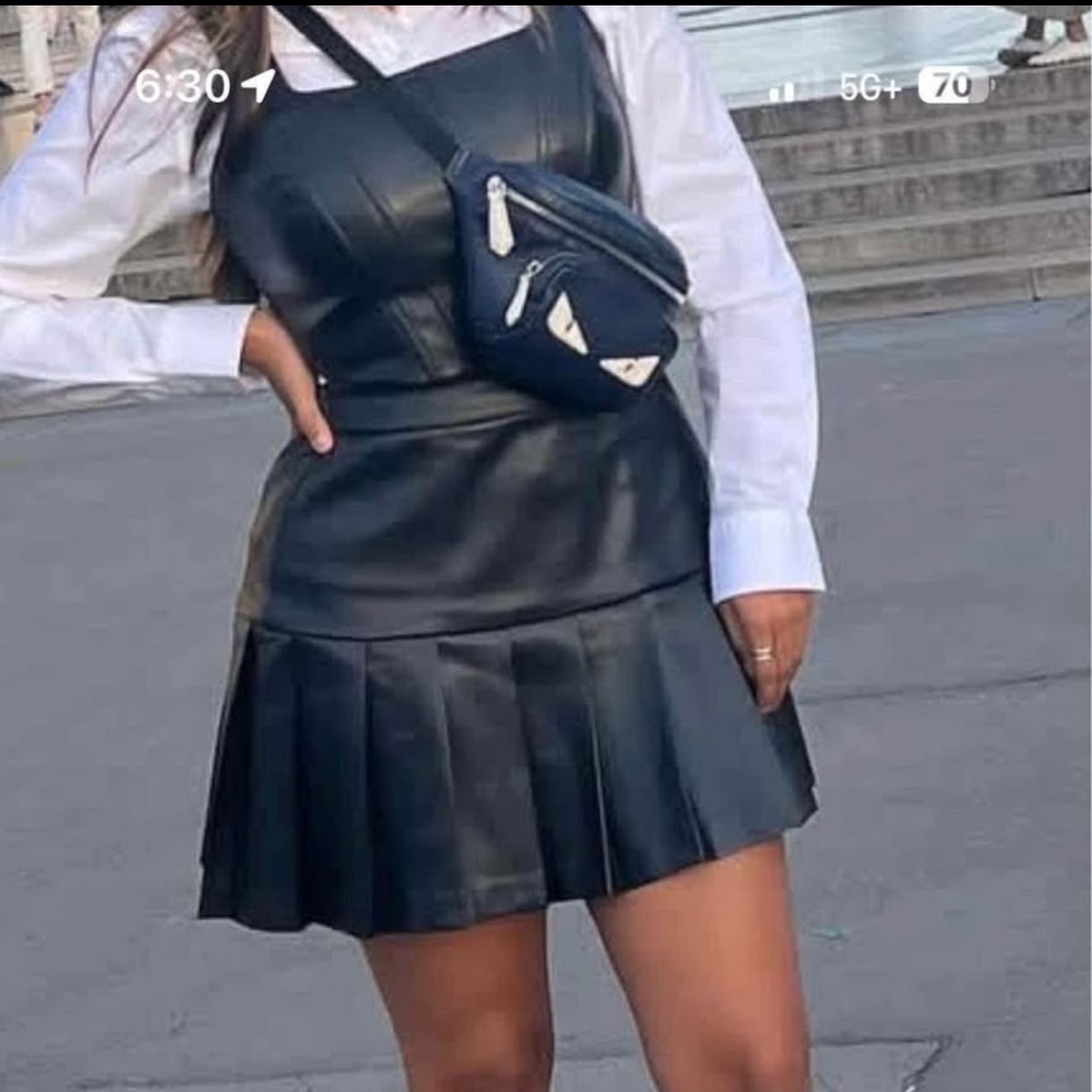 (Set of tow) Bar III Black Pleated Skater Mini Skirt and corset. USED ONCE.